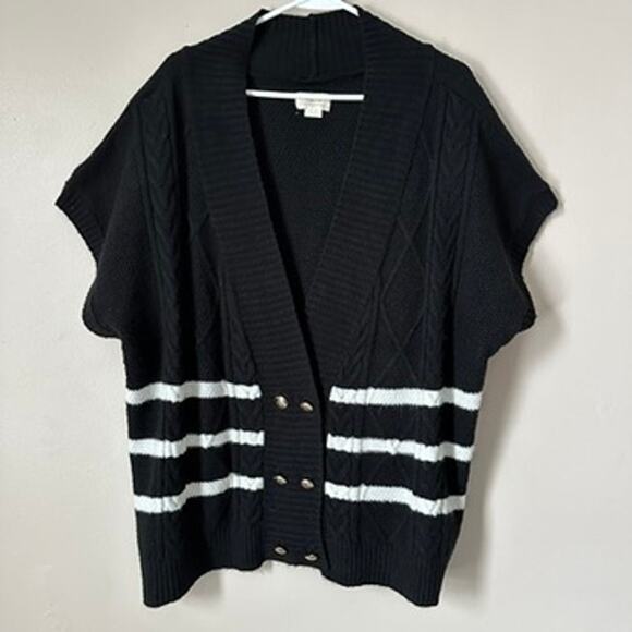 Anthropologie Sweaters - Anthropologie Maeve Sweater Vest Womens XL Black Striped Gold Button Preppy